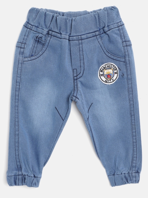 

GAME BEGINS Boys Blue Regular Fit Faded Cotton Denim Joggers