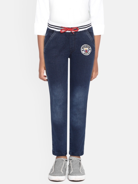 

GAME BEGINS Boys Navy Blue Regular Fit Faded Cotton Chambray Trousers
