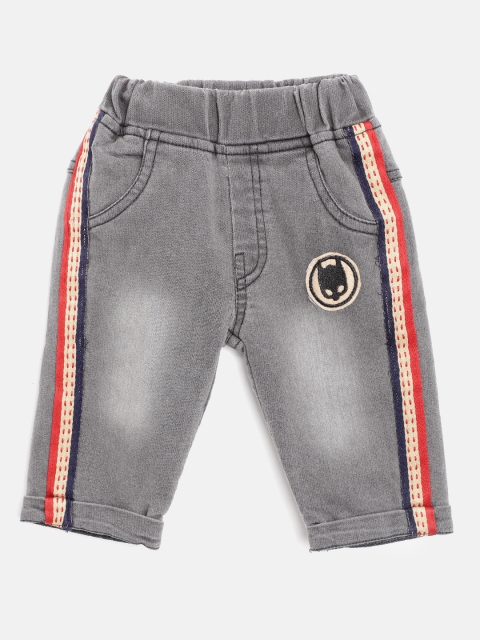 

GAME BEGINS Boys Grey Cotton Regular Fit Faded Denim Trousers