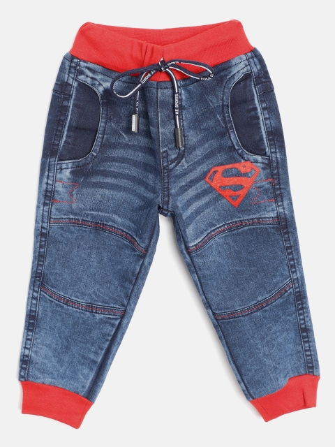 

GAME BEGINS Boys Navy Blue Regular Fit Faded Cotton Denim Joggers