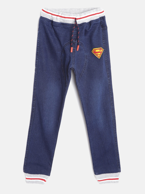 

GAME BEGINS Boys Blue Regular Fit Faded Cotton Denim Joggers