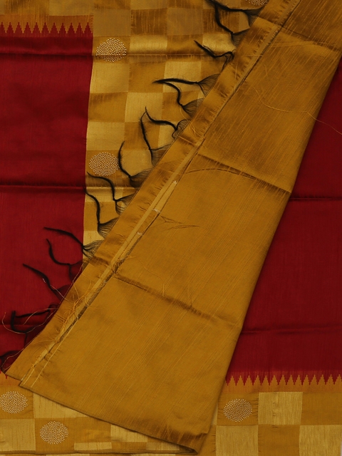 

Pothys Maroon Solid Art Silk Saree