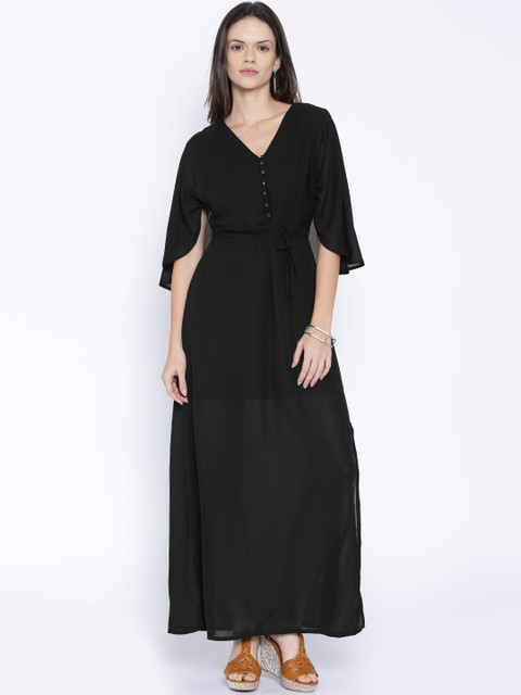 

Tokyo Talkies Black Polyester Maxi Dress