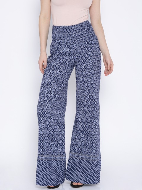 

Tokyo Talkies Navy Printed Palazzos, Navy blue