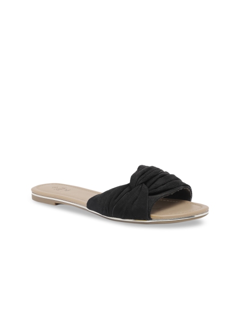 

Call It Spring Women Black Solid PU Open Toe Flats