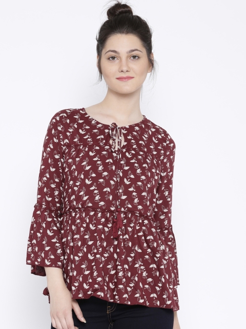 

Tokyo Talkies Maroon Printed Top