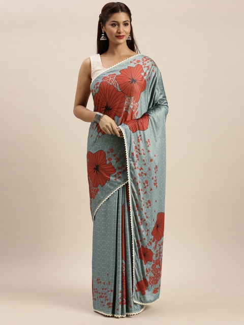 

Mirchi Fashion Grey & Red Polyester Printed Saree