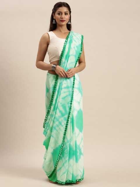 

Mirchi Fashion Green & Off-White Poly Georgette Printed Saree