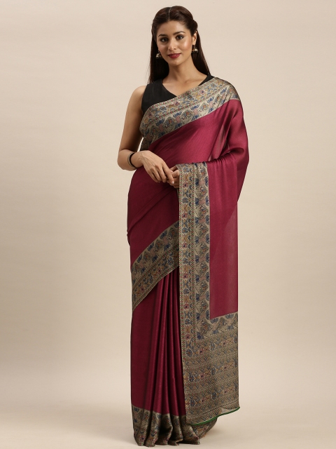 

Mirchi Fashion Pink & Beige Poly Crepe Printed Saree