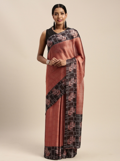 

Mirchi Fashion Brown & Black Poly Crepe Solid Saree