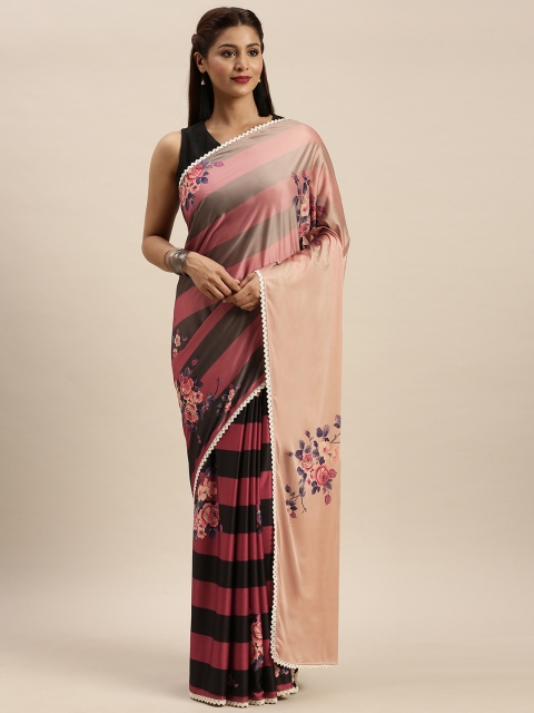 

MIRCHI FASHION Maroon & Beige Polyester Floral Printed Saree