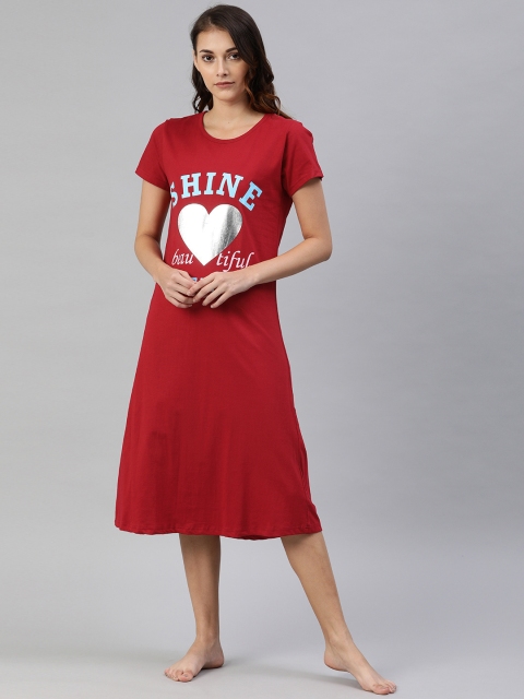 

Todd N Teen Red & Silver Heart & Typography Print Pure Cotton Sleep Shirt
