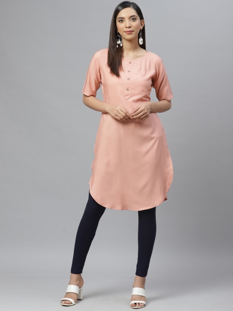 

Ives Women Pink Solid Straight Kurta