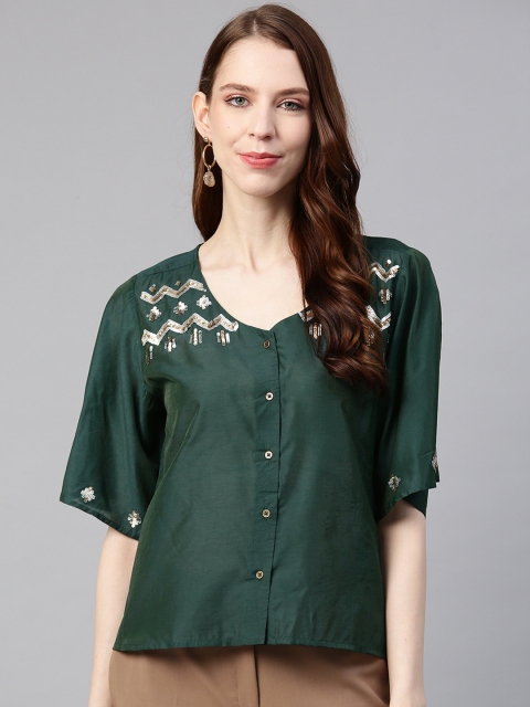 

SCOUP Women Green Embellished Top