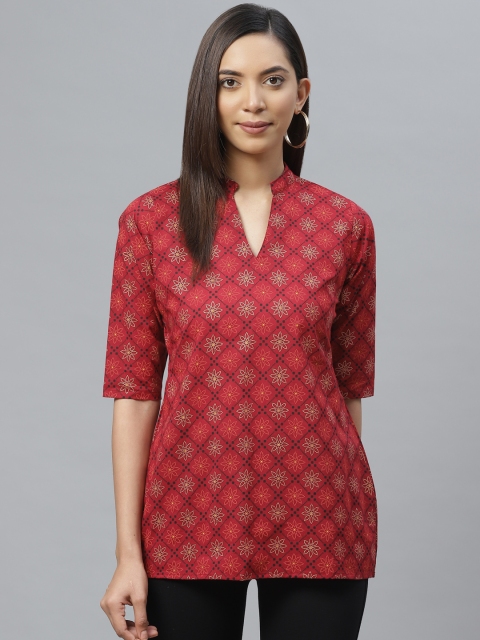 

Ives Women Red & Black Printed Top