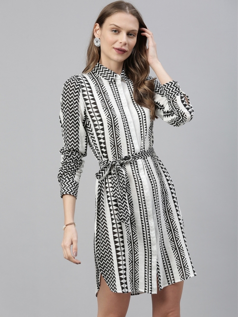 

Vero Moda Women Black Striped Sheath Dress
