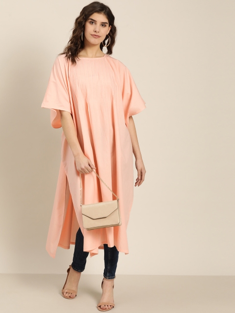 

Moda Rapido Women Pink Solid Kaftan Kurta