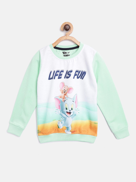 

Eteenz Boys Mint Green & White Tom & Jerry Print Sweatshirt