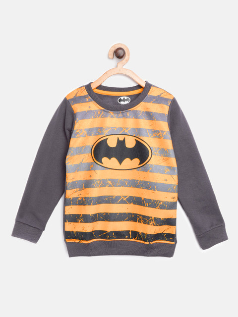 

Eteenz Boys Charcoal Grey & Mustard Yellow Striped Sweatshirt
