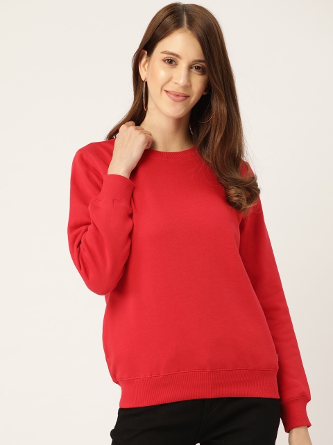 

Madame Women Red Solid Sweatshirt