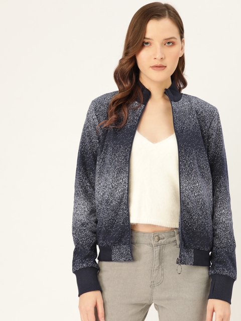 

Madame Women Navy Blue & White Printed Sweatshirt