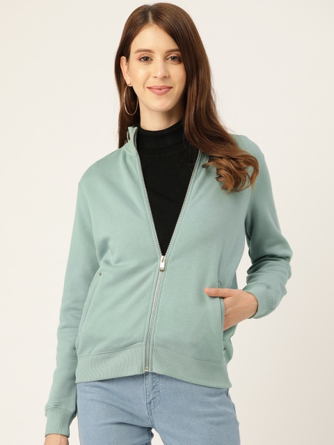 

Madame Women Green Solid Sweatshirt