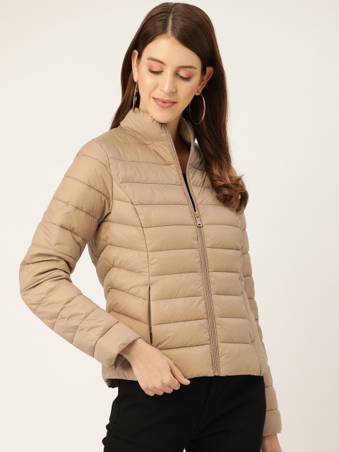 

Madame Women Beige Solid Padded Jacket