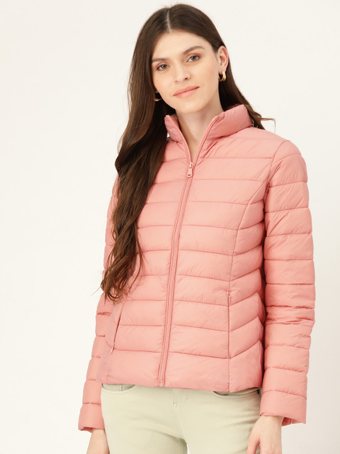 

Madame Women Pink Solid Padded Jacket