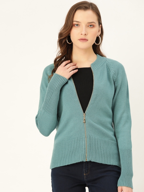 

Madame Women Green Solid Cardigan
