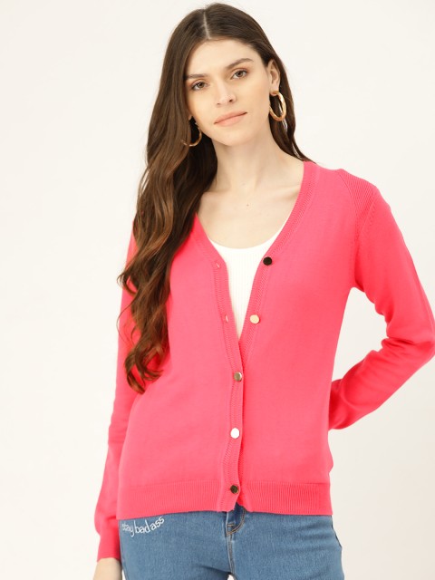 

Madame Women Pink Solid Cardigan