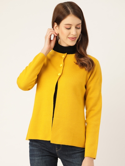 

Madame Women Yellow Solid Cardigan Sweater