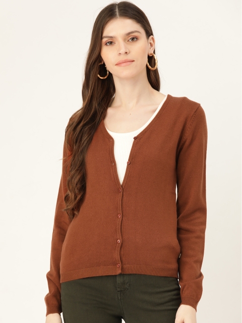 

Madame Women Rust Brown Solid Cardigan