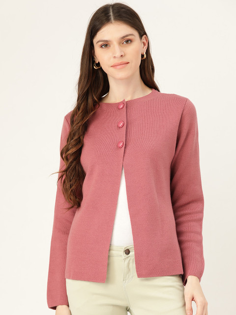 

Madame Women Pink Solid Cardigan