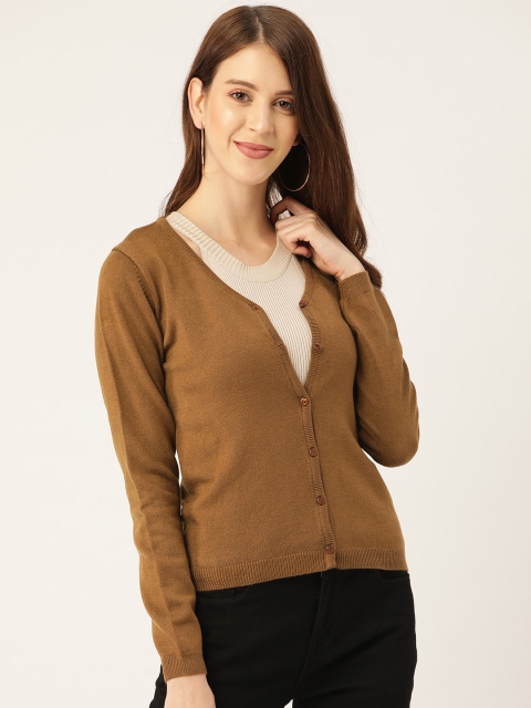 

Madame Women Brown Solid Cardigan Sweater
