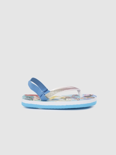 

YK Girls Silver-Toned & Blue Disney Princess Printed Thong Flip-Flops