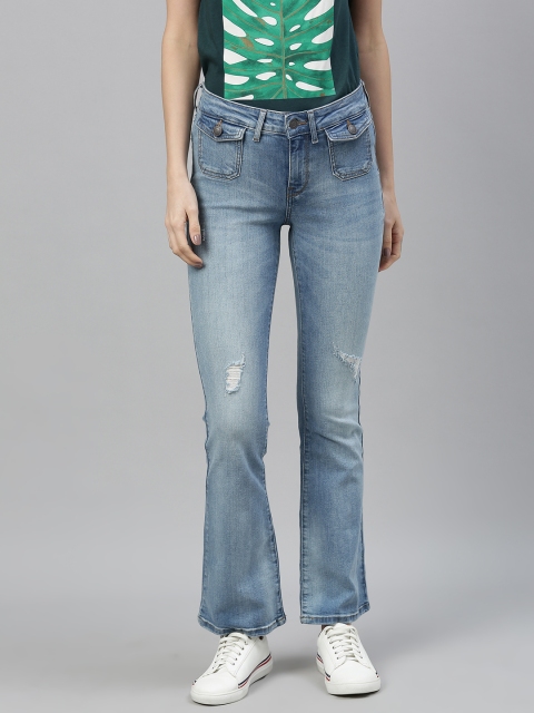 

Vero Moda Women Blue Bootcut Mid-Rise Low Distress Stretchable Jeans