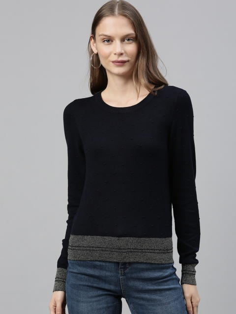 

Vero Moda Women Navy Blue Solid Pullover Sweater