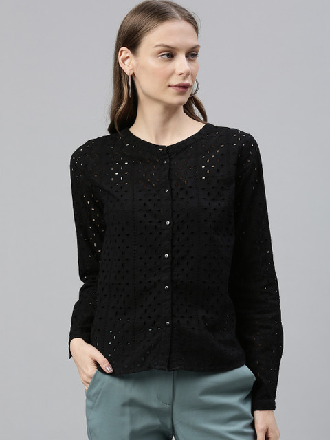 

Vero Moda Women Black Regular Fit Solid Casual Shirt