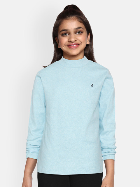 

Gini and Jony Girls Blue Solid High Neck T-shirt