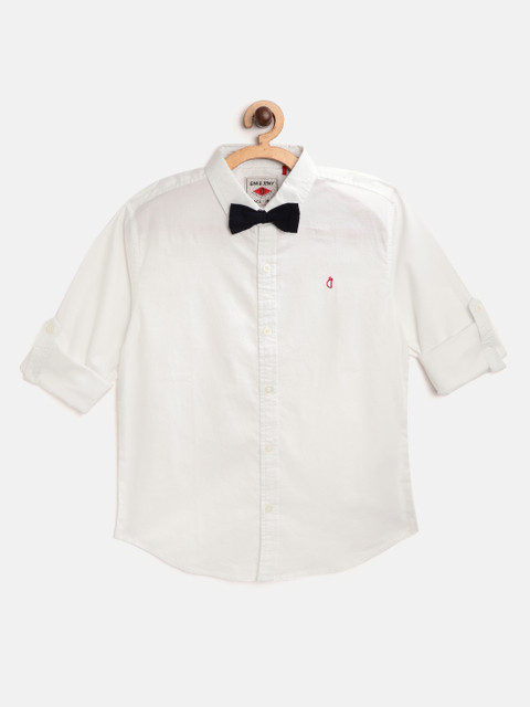

Gini and Jony Boys White Regular Fit Solid Casual Shirt with Detachable Bow Tie