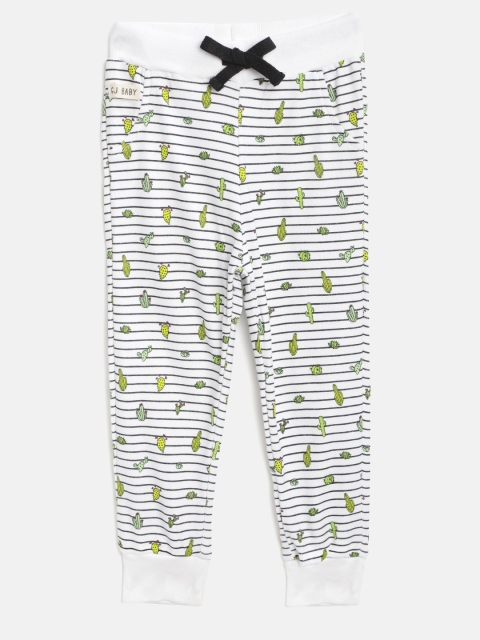 

Gini and Jony Boys White & Black Striped Joggers With Printed Detail