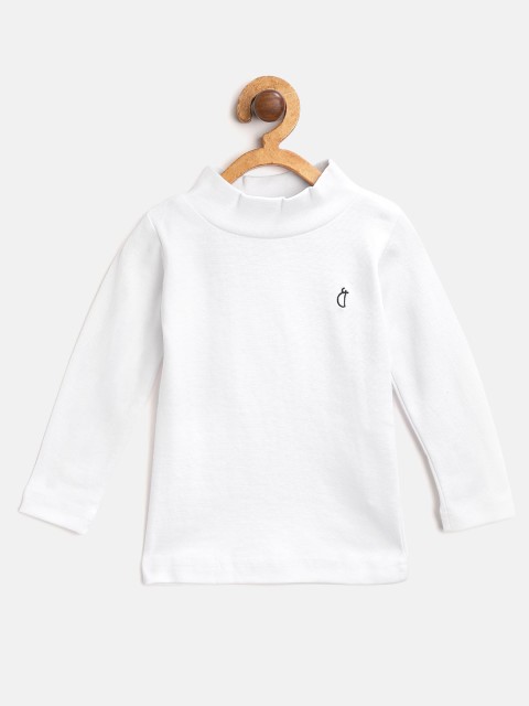 

Gini and Jony Girls White Solid High Neck Pure Cotton T-shirt