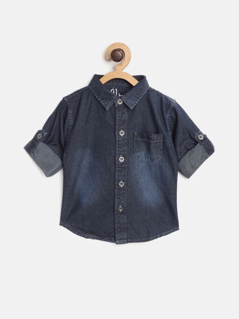 

Gini and Jony Boys Navy Blue Regular Fit Solid Casual Shirt