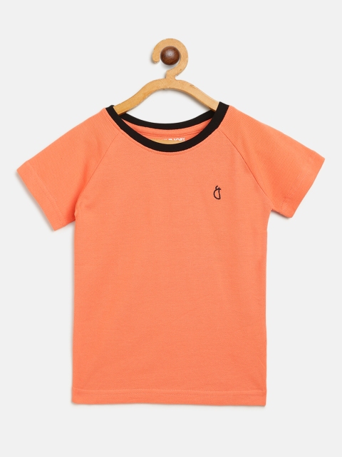 

Gini and Jony Boys Coral Orange Solid Round Neck T-shirt