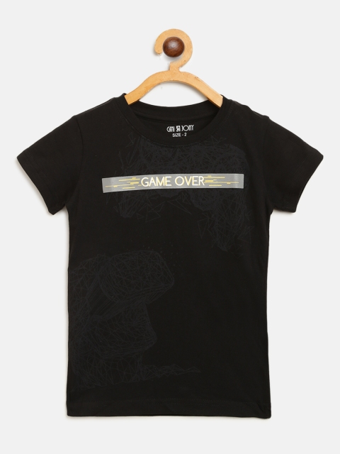 

Gini and Jony Boys Black Printed Round Neck T-shirt