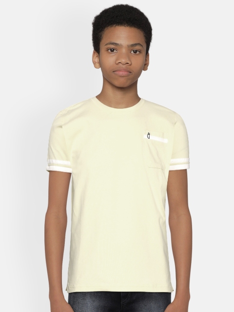 

Gini and Jony Boys Lemon Yellow Solid Round Neck T-shirt