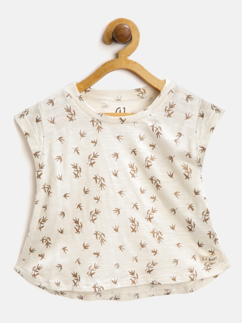 

Gini and Jony Girls Cream-Coloured & Brown Printed Top