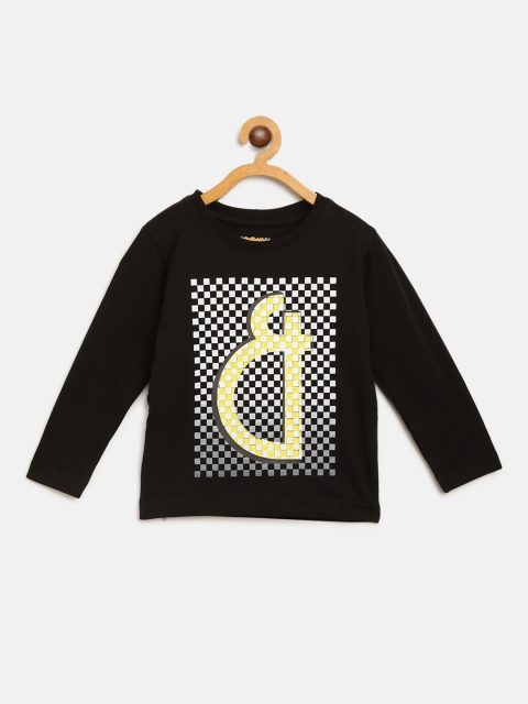 

Gini and Jony Boys Black & White Brand Logo Print Round Neck T-shirt