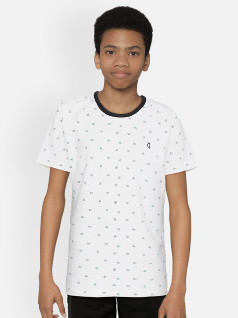 

Gini and Jony Boys White Printed Round Neck T-shirt
