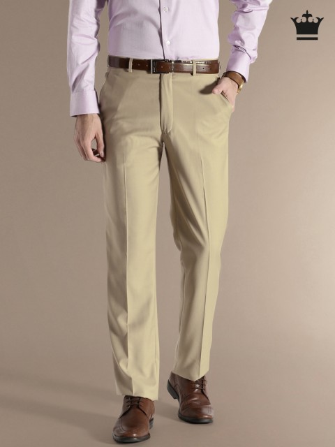 

Louis Philippe Beige Classic Fit Formal Trousers, Khaki